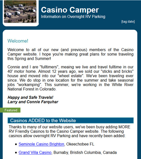 Casino Camper News